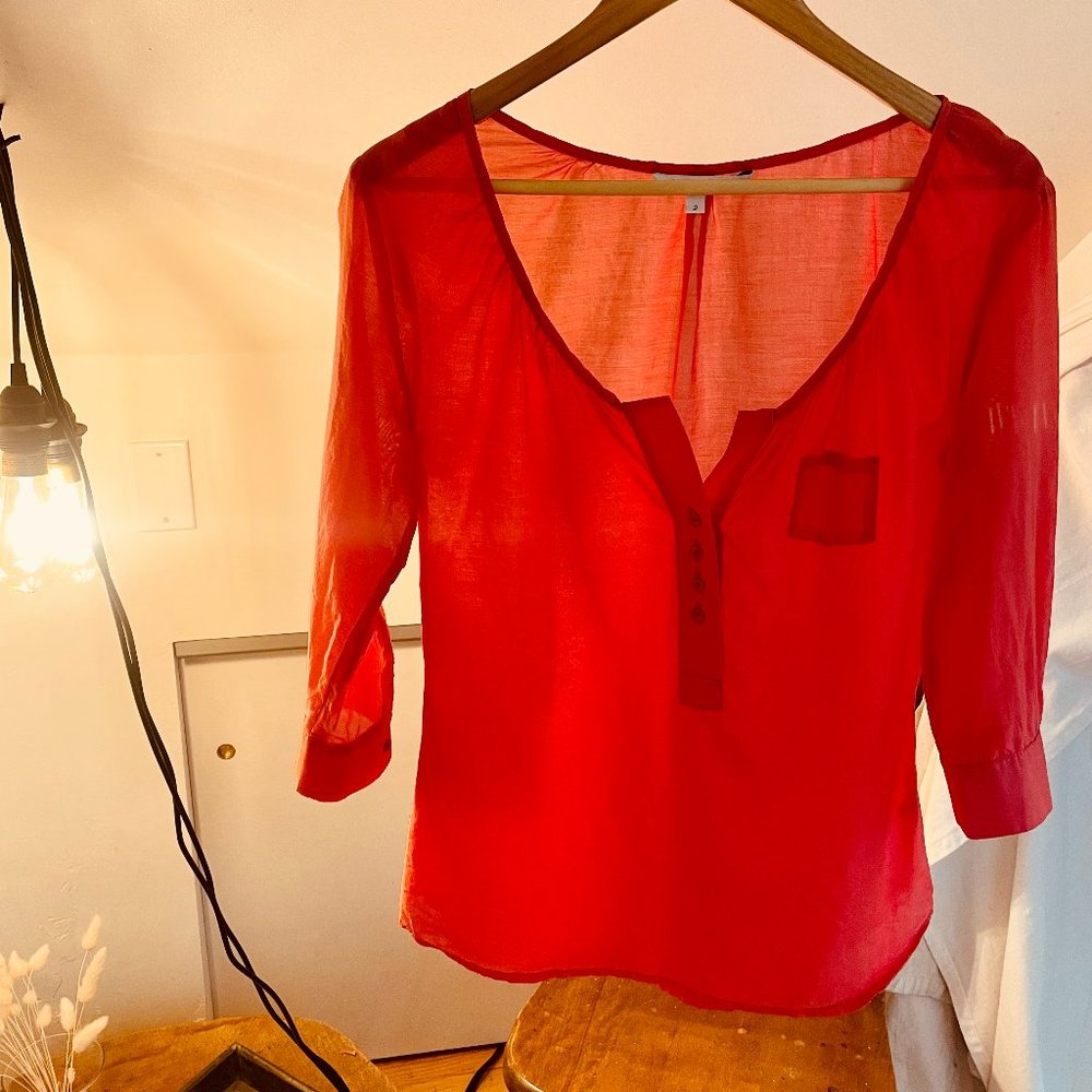 LILY POND HALF BUTTON PLACKET BLOUSE